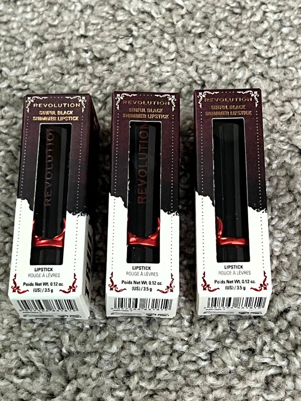 Revolution Truly Sinful Black Ring Lipstick 3 pack
